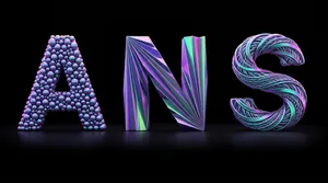 Iridiscent 3D stylized typography ANS render