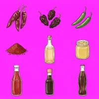 Culinary ingredient and condiment icons set