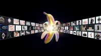 Luxury fashion display with central banana