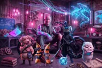 Cyberpunk master with his diverse crew
