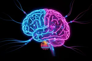 Neon synthwave brain neural network