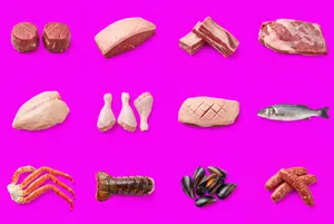 Butcher shop fresh protein variety grid