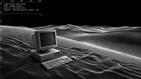 Computer in a desert, loneliness