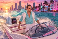 Miami vice sunset boat driver