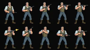 Man with shotgun character sprite sheet
