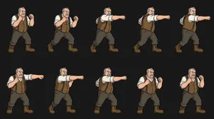 Boxing animation character sprite sheet