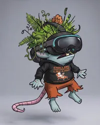 Chilling goblin in VR with plants