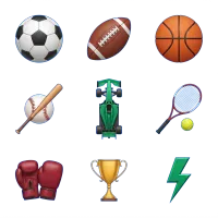Collection of various sports equipment icons (cutout)