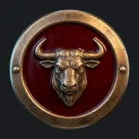 Bronze bull relief on circular shield