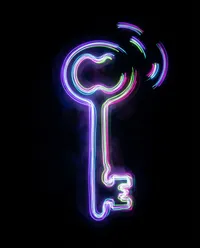 Neon light painting of a key