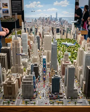 Miniature new yirk city model with airplanes and…