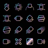 Geometric neon gradient movement icons grid