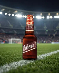 Bohemia tomato beer bottle in stadium