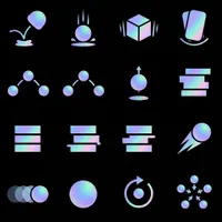 Iridescent minimalist UI motion icons set