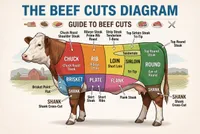 Illustrated educational beef cuts diagram