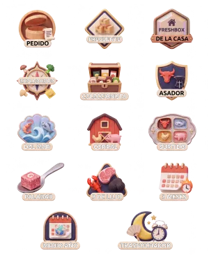 Collection of branded loyalty 3D badges (cutout)