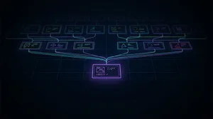 Neon digital node flowchart diagram
