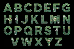 Technological circuit board alphabet set