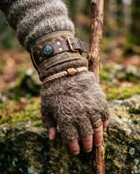 Close up of its furry hand wearing Output the…