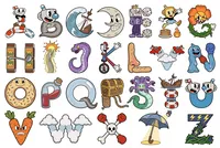 Cuphead themed alphabet illustration design