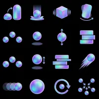 Abstract iridescent 3D UI interface icons