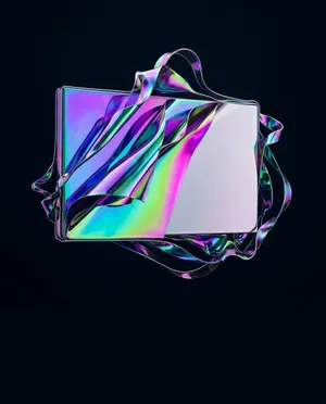 Holographic floating rectangular abstract object