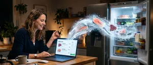 Woman shopping for fresh seafood online