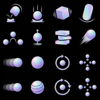 Iridiscent minimalist physics motion icons