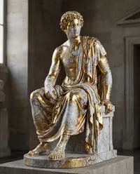 Blend this marble figure with gold material, 50%…