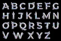 Iridescent crystal alphabet on black