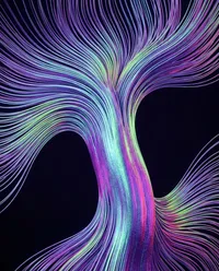 Abstract iridescent fiber optic tree