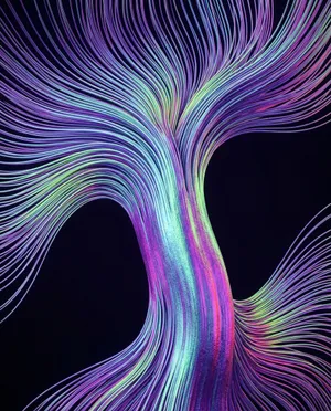 Abstract iridescent fiber optic tree