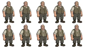 Ten stylized elderly men character sheet