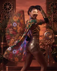 Steampunk floral fantasy portrait of woman