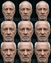 Composite grid of elderly man expressions