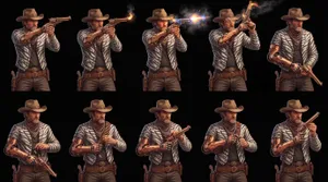 Cyborg cowboy zebra print shooting sequence