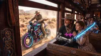 Cyberpunk train heist desert escape