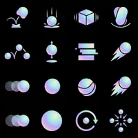 Iridiscent minimalist physics motion icons