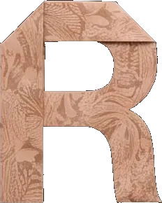 A letter R folded from patterned paper